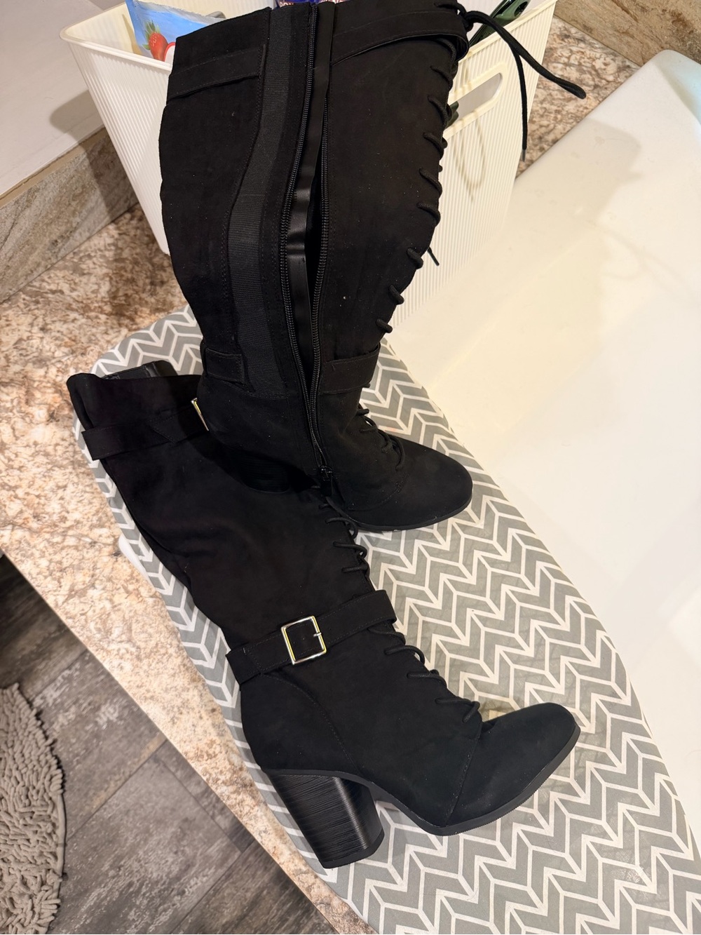 TORRID Women's Black Lace-Up Mid-Calf Heeled Boots BRAND NEW